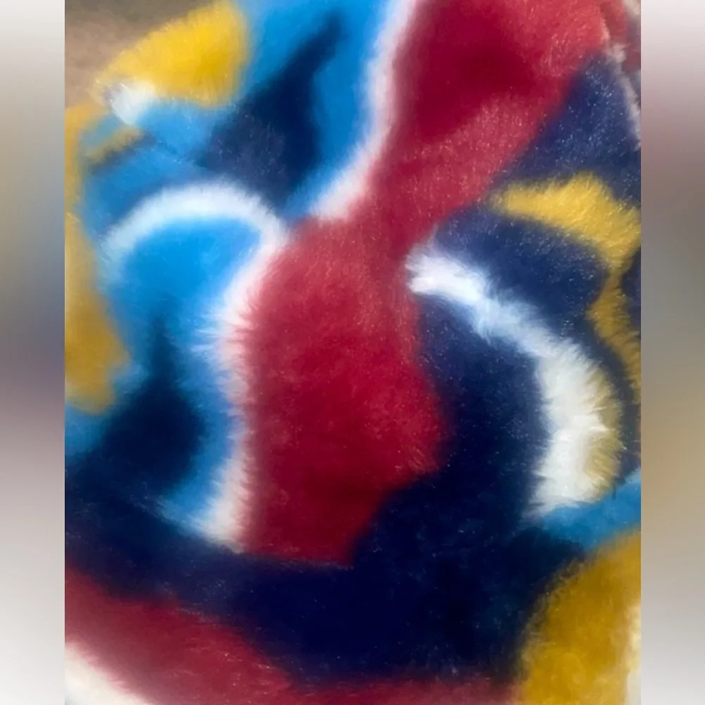 Y2k revival Fuzzy art bucket hat multi colored one sized microfiber